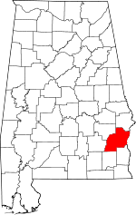 Map of Alabama showing Barbour County 