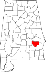 Map of Alabama showing Bullock County 