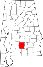 Map of Alabama showing Butler County 