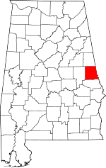 Map of Alabama showing Chambers County 