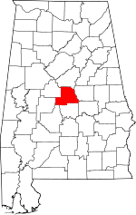 Map of Alabama showing Chilton County 