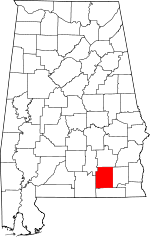 Map of Alabama showing Coffee County 