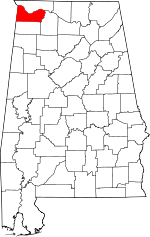 Map of Alabama showing Colbert County 