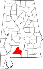 Map of Alabama showing Conecuh County 