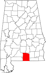 Map of Alabama showing Covington County 