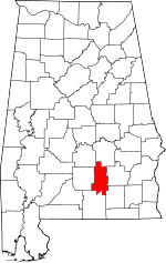 Map of Alabama showing Crenshaw County 