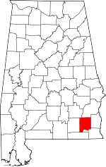 Map of Alabama showing Dale County 