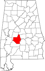 Map of Alabama showing Dallas County 