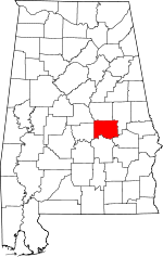 Map of Alabama showing Elmore County 