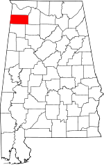 Map of Alabama showing Franklin County 