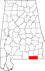 Map of Alabama showing Geneva County 