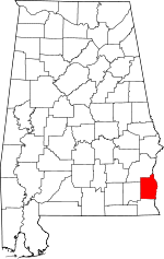 Map of Alabama showing Henry County 