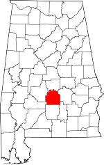 Map of Alabama showing Lowndes County 