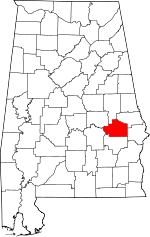 Map of Alabama showing Macon County 