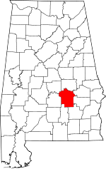 Map of Alabama showing Montgomery County 