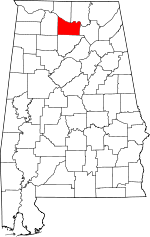 Map of Alabama showing Morgan County 