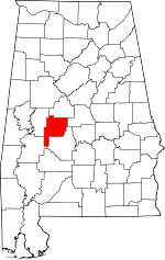 Map of Alabama showing Perry County 