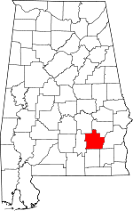 Map of Alabama showing Pike County 