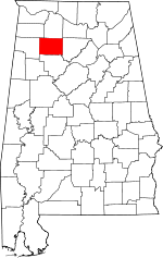 Map of Alabama showing Winston County 