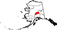 Map of Alaska showing Denali Borough 