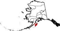 Map of Alaska showing Kodiak Borough 