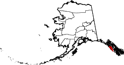 Map of Alaska showing Sitka Borough 