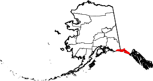 Map of Alaska showing Yakutat Borough 