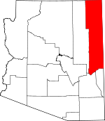 Map of Arizona showing Apache County 