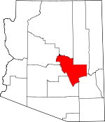 Map of Arizona showing Gila County 