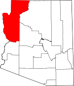 Map of Arizona showing Mohave County 