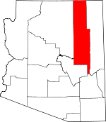 Map of Arizona showing Navajo County 