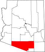 Map of Arizona showing Pima County 