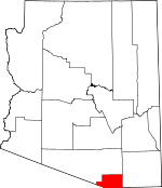 Map of Arizona showing Santa Cruz County 