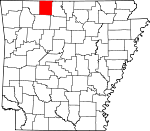 Map of Arkansas showing Boone County 