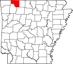 Map of Arkansas showing Carroll County 