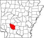 Map of Arkansas showing Clark County 