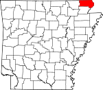 Map of Arkansas showing Clay County 