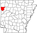 Map of Arkansas showing Crawford County 