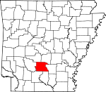 Map of Arkansas showing Dallas County 