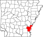 Map of Arkansas showing Desha County 