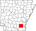 Map of Arkansas showing Drew County 