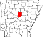 Map of Arkansas showing Faulkner County 