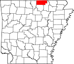 Map of Arkansas showing Fulton County 