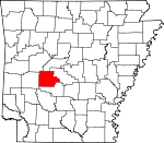 Map of Arkansas showing Garland County 