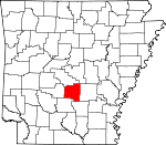 Map of Arkansas showing Grant County 