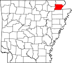 Map of Arkansas showing Greene County 