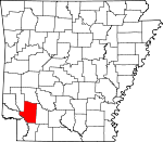 Map of Arkansas showing Hempstead County 