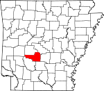 Map of Arkansas showing Hot Spring County 