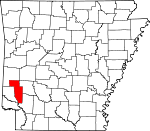 Map of Arkansas showing Howard County 