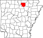 Map of Arkansas showing Izard County 